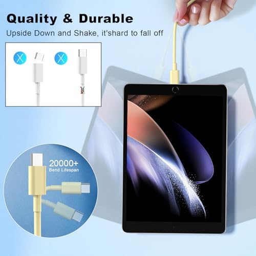 Revolutionize Your Charging Experience: 10 FT USB C to USB C Cable 3-Pack for i Phone 15 & 16, Samsung S24/S23, i Pad Pro – Fast 60 W Power Delivery in Vibrant Purple, Yellow, and Blue – Ultra-Durable, Tangle-Free Design for Maximum Convenience and Efficiency