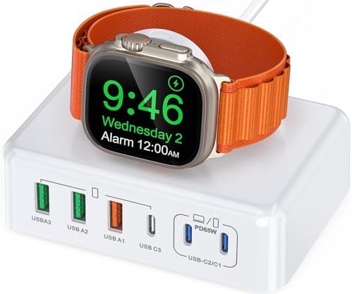 170 W USB C Multi-Device Charging Station – Ultra-Fast Travel Charger for i Phone 16/15/14/13/12, Apple Watch Ultra/SE, Air Pods, Mac Book Pro/Air, i Pad – Compact, High-Performance Power Hub for On-the-Go Efficiency and Seamless Connectivity