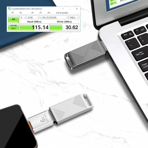 EASTBULL 256 GB High-Speed USB 3.0 Flash Drive with USB C Adapter & Keychain – Sleek Metal Design for Ultimate Portability, Fast Data Transfers, and Enhanced Compatibility for All Devices