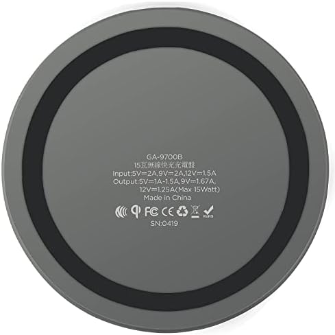 Gigastone 15 W High-Speed Wireless Charger Pad – Qi-Compatible Fast Charging Solution for i Phone 8/X/11/12 Series & Samsung Galaxy S21/S20/S10/Note 10 – Sleek, Anti-Slip Design for Effortless Device Stability & Optimal Performance – Ideal for Home, Office, and Travel Use