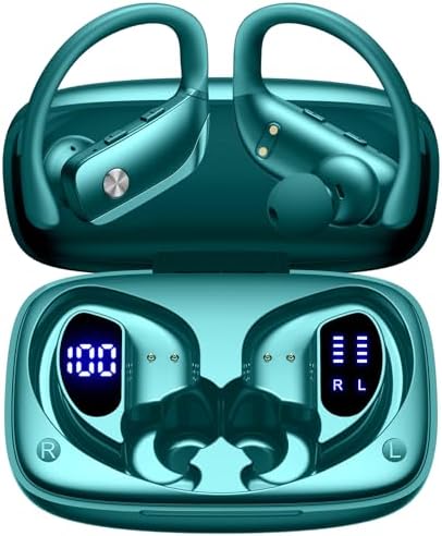 Elevate Your Sound Experience with Bmani Wireless Earbuds: 48-Hour Playtime Bluetooth Headphones with LED Battery Indicator, Secure Over-Ear Design, Built-in Mic for Hands-Free Calls, Ideal Sport Earphones for Active Lifestyles