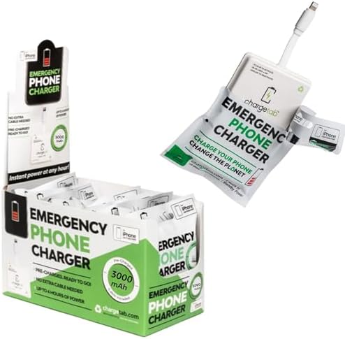 Ultimate Charge Tab Emergency Portable Charger Set for i Phone – 10 Pack of Pre-Charged 3000 m Ah Power Banks, Slim & Lightweight Design with 2-Year Shelf Life for Enhanced Compatibility and Fast Charging, Perfect for Travel and Outdoor Adventures