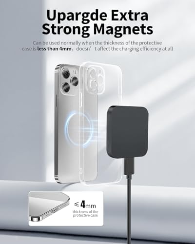 15 W Magnetic Wireless Charger Pad – Ultra-Fast Charging for i Phone 16/15/14 Series & Qi-Enabled Devices – Compact, Portable Design with Enhanced Safety Features and 360° Alignment Technology – No Adapter or Cable Included – Ideal for Home, Office, and Travel