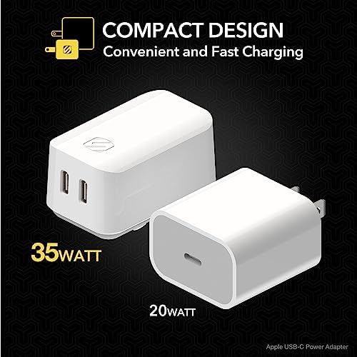 Scosche HPDC20-SP 20 W USB-C Fast Charger Mini Cube Wall Adapter – Ultra-Portable Power Delivery 3.0 for Swift Device Charging, 4 X Faster Charge Speed, Sleek Black Design for Enhanced Compatibility and Efficiency