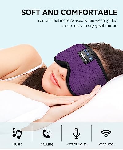 Ultimate Bluetooth Sleep Mask with Built-In Headphones – Perfect for Side Sleepers Seeking Uninterrupted Relaxation – Advanced Wireless Eye Cover for Enhanced Sleep Quality – Soft, Breathable Fabric for All-Night Comfort – Rechargeable Battery for Extended Playback – Ideal Travel Companion for Music Lovers and Restful Sleep