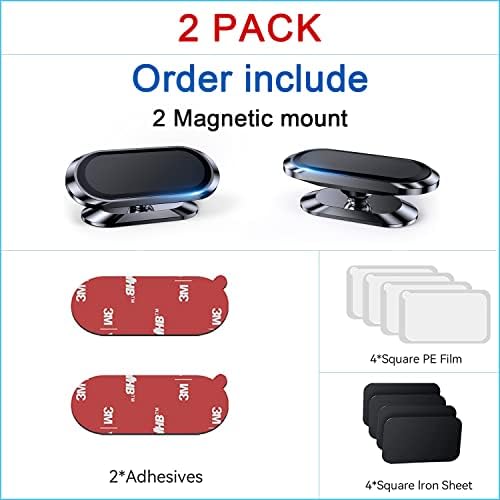 2-Pack Magnetic Car Phone Holder – Ultimate Dashboard Mount with Strong Magnet for i Phone & Samsung – Secure Phone Grip with 4 Metal Plates for Enhanced Compatibility & 360-Degree Rotation – Effortless Installation & Stylish Design for Safe Driving