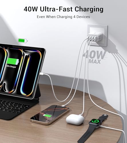 50 W Multiport USB Wall Charger Block – Dual Pack 5-Port Fast Charging Adapter with QC 3.0 Technology for i Phone 16/15/14 Pro Max, i Pad, Galaxy, Android – Compact & Safe Power Solution for Multi-Device Convenience