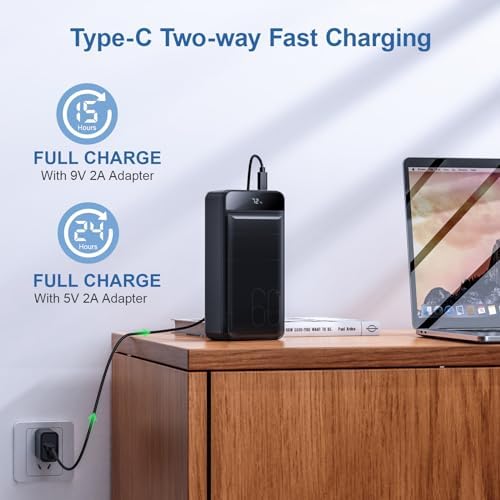 High-Capacity 60000 m Ah Portable Power Bank – Fast Charging 22.5 W PD4.0 & QC 4.0 USB-C Battery Pack for Travel & Outdoor Use – Dual Device Charging Compatibility for i Phone, Samsung, Galaxy & More