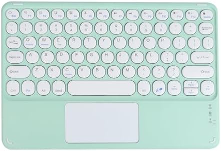 Ultra-Slim 10-Inch Wireless Bluetooth Keyboard with Touchpad – Rechargeable & Portable Universal Keyboard for i OS, Android & Windows Devices – Effortless Typing on the Go in Sleek White Finish