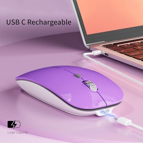 Uciefy Q5 Slim Rose Gold Wireless Mouse – Portable Optical Rechargeable Design with Silent Click, USB Receiver & Type C Adapter for Effortless PC, Laptop & Desktop Compatibility – Elevate Your Workspace with Style & Precision