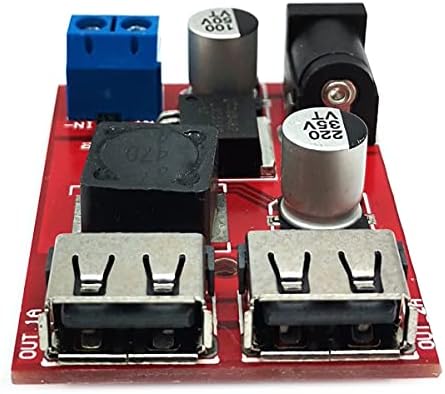 DEVMO 2-Pack Dual USB Adjustable Voltage Regulator – High-Efficiency LM2596 Step-Down Buck Converter for Solar and Automotive Use – 3 A Output for Reliable Charging at 5 V from 9 V, 12 V, 24 V, 36 V Inputs – Versatile Power Supply Module for Modern Electronics