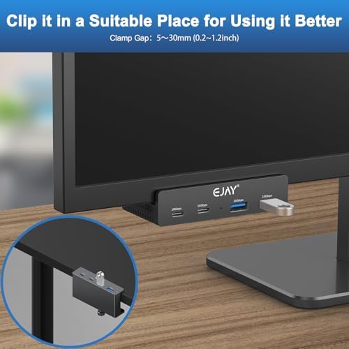Transform Your i Mac Experience with the EJAY 4-Port 10 Gbps USB-C Hub – The Ultimate Mountable Adapter for Seamless Data Transfer and Power Supply in Elegant Black Finish – Perfect Accessory for Professionals Seeking Efficiency and Style!