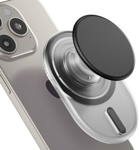 AUROX Mag Safe Phone Grip and Stand – Expandable Collapsible Mobile Holder for i Phone 12-16 Series – Secure Magnetic Attachment in Chic White & Pink – Versatile Kickstand for Streaming and Hands-Free Use – Enhance Usability and Style for Everyday Convenience
