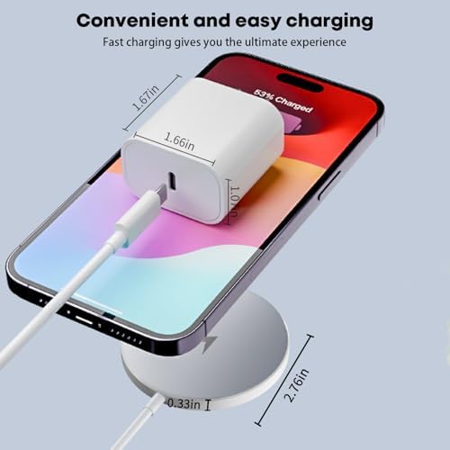 Magnetic Wireless Charger Duo – Apple MFi Certified 6 FT Fast Mag Safe Charging Pad for i Phone 16/15/14/13/12/11 with USBC Charger Block – Effortless Power Delivery & Enhanced Portability for On-the-Go Charging Solutions