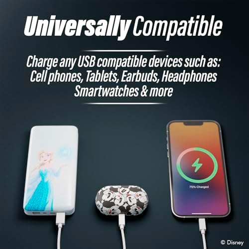 Disney Frozen 10,000 m Ah Portable Power Bank – Universally Compatible USB Charger for Elsa, Anna & Olaf Fans – Fast Charging, Lightweight Design & Ideal Gift for Girls and Women – Stay Powered On-the-Go with Enchanted Style