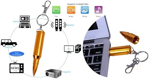 Sleek Golden 64 GB Metal Bullet USB 3.0 Flash Drive – Ultimate High-Speed Data Storage Keychain for PC & Mac Users, Stylish & Durable Memory Stick for Professionals and Students