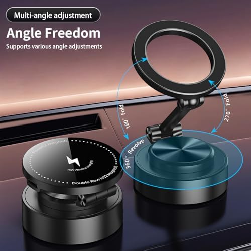 Vacuum Suction Phone Mount, 360 Car Magnetic Phone Holder, Wireless Charging Vacuum Suction Phone Holder, Magnetic Suction Phone Mount (027) – Enhanced Compatibility and Speed