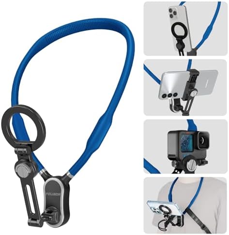 Magnetic Neck Phone Holder – 4-in-1 Hands-Free Mount for i Phone, Android, and Go Pro – Enhanced POV & Vlog Recording Accessory with Adjustable Comfort Neckband – Lightweight & Travel-Friendly Design for Effortless Content Creation – Ideal for Adventurers and Creators