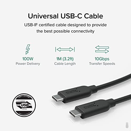 High-Speed Plugable 10 Gbps USB C to USB C Cable – 3.3 Feet (1 Meter) – Rapid 5 A Charging, USB-IF Certified, Driverless Design for Seamless Connectivity – Perfect for Laptops, Smartphones, and Tablets