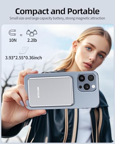 Ultra-Slim 5000 m Ah Mag Safe Battery Pack – Wireless Magnetic Power Bank with 15 W Fast Charging and PD 20 W USB-C Output for i Phone 16/15/14/13/12 Series – Sleek, Lightweight Design for On-the-Go Charging and Enhanced Device Compatibility