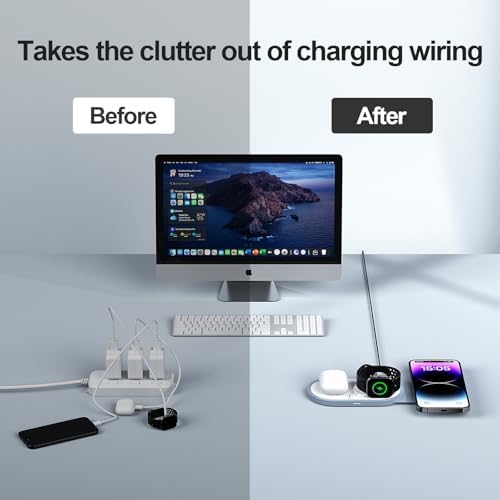 Ultimate 3-in-1 Foldable Charging Station for Apple Devices – Fast Wireless Charger with Magnetic Pad for i Phone 16/15/14/13/12, Apple Watch Series & Air Pods Pro/4/3/2 – Perfect Portable Solution for Effortless Charging on the Go