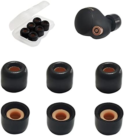 Upgrade Your Listening Experience with Memory Foam Ear Tips for Sony WF-1000 XM4, XM5 & Link Buds S – Superior Comfort & Sound Isolation – 3 Pairs Medium Black – Essential Replacement Accessories for Enhanced Audio Performance and Secure Fit