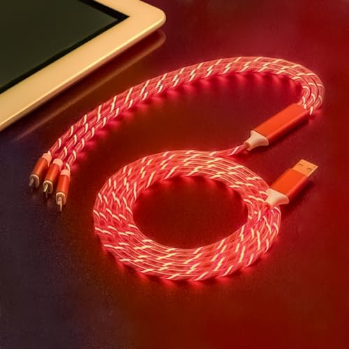 Transform Your Charging Routine with the 6-Foot 3-in-1 LED Charging Cable – Fast Charge & Data Transfer for Micro USB, Lightning, and USB-C Devices – Eye-Catching Glowing Design, Durable Construction Perfect for Home, Office, and Travel Use