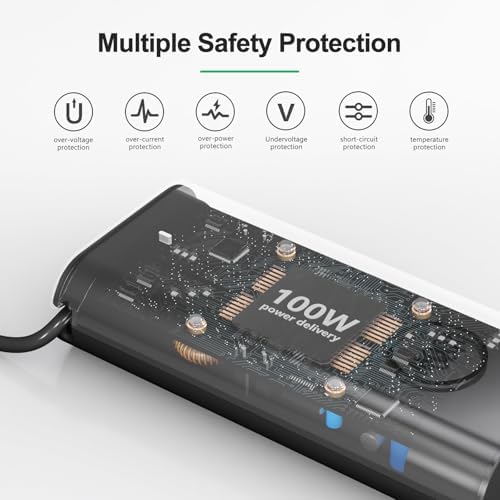 Ultimate 100 W Ga N USB-C Charger for Dell Laptops – Rapid Charging Power for Precision, Latitude, and Inspiron Series – Enhanced Safety Features & Power Cord for Optimal Device Protection – Compact Design for Efficient Travel and Home Use