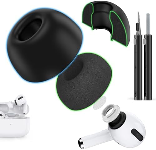 Revolutionize Your Air Pods Pro Listening Experience with Premium Memory Foam & Silicone Replacement Ear Tips – Superior Noise Isolation & Dust Defense, USB-C-Compatible, Tailored Fit in 3 Sizes (Small/Medium/Large) for Ultimate Comfort and Enhanced Sound Quality