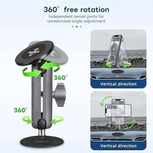 FANAUE SC-03 T9 Magnetic Car Mount for RAM B Size Ball Head – Ultimate Smartphone Dashboard & Windshield Holder for 4.7-7.5 Inch Devices – Unmatched Stability, 360-Degree Flexibility, and Instant Access for Enhanced Driving Safety