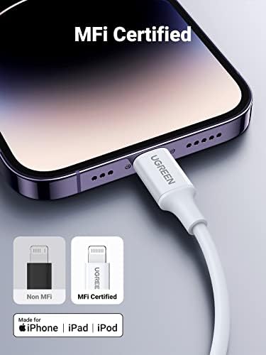 UGREEN 6 FT USB C to Lightning Cable – MFi Certified Fast Charging Cord for i Phone 14/13/12/11 & i Pad – Enhanced Durability & PD Power Delivery for Seamless Connectivity – Ideal for Mac Book & Air Pods Pro Users