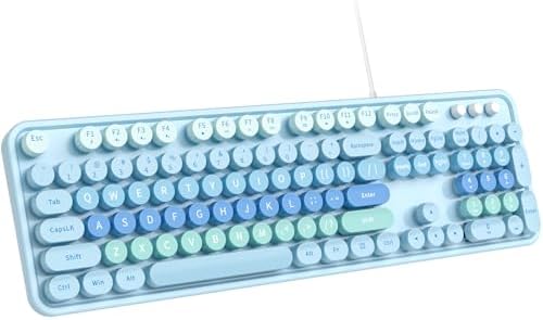Experience Ultimate Clarity with the Large Print Wired Office Keyboard – 104 Full-Sized Typewriter Keys for Enhanced Visibility, Ergonomic Design, and Instant USB Plug & Play Compatibility for Windows and PCs – Perfect for Home and Office Use
