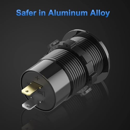 Versatile 12 V USB Car Charger with Dual Quick Charge 3.0 Ports and USB-C Power Delivery Socket for Boats, Trucks, and RVs – Reliable Voltmeter Switch for Optimal Charging Performance and Enhanced Device Compatibility