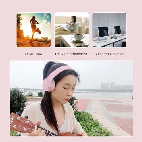Lightweight Pink RAT TAIL V5.0 Bluetooth Over-Ear Headphones – Foldable Design with Micro SD/TF Card & FM Radio for Ultimate Audio Experience – Perfect Wireless & Wired Headset for Music Lovers on the Move