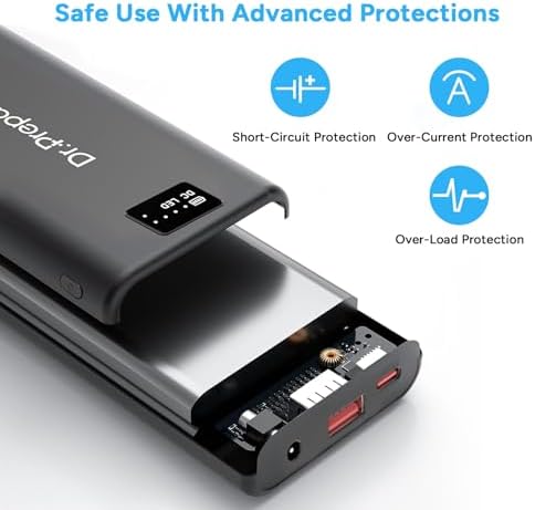 Dr.Prepare 16000 m Ah High-Capacity Portable Battery Pack with 7.4 V DC Output – Fast-Charging Power Bank for Heated Vests, Eye Masks, i Phones, i Pads & Desk Fans – Compact Design for Outdoor Adventures and Everyday Use
