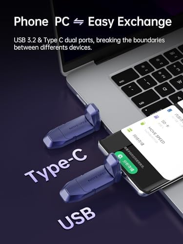 MOVE SPEED 128 GB High-Speed USB Flash Drive – Dual Port Type C & USB 3.2 Compatibility for i Phone 15/16, Android & Mac Book – Lightning-Fast 400 MB/s Data Transfer – Perfect for Photos, Videos & Documents – Compact & Durable Storage Solution