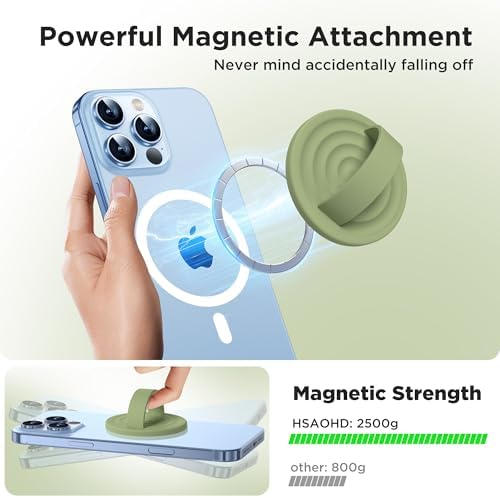 Upgraded Magnetic Phone Grip for i Phone: Premium Silicone Loop Holder with Mag Safe Compatibility – Ergonomic 360-Degree Stand, Non-Slip Design in Sleek Black for Enhanced Comfort and Secure Handling on i Phone 16/15/14/13/12 Pro Max/Plus
