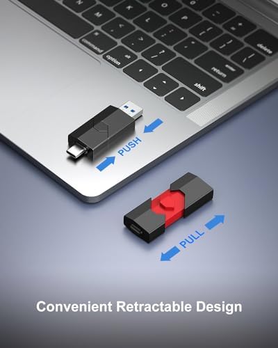 RAOYI 128 GB Dual OTG USB C Flash Drive – Versatile 2-in-1 Memory Stick for i Phone 15, i Pad Pro, Android Devices | Portable Retractable USB 3.0 Storage Solution with Enhanced Speed and Compatibility | Perfect for Professionals & Students on the Go