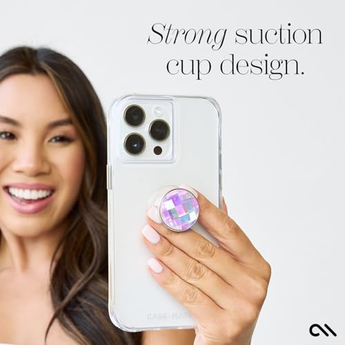 Case-Mate Minis – Cell Phone Stand/Grip – Suction Cup Cell Phone Holder [Removable for Wireless Charging] for iPhones, Android Smartphones, Kindles & More – Champagne Crystal – Enhanced Compatibility and Speed