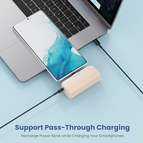 Ultra-Compact 5200 m Ah USB C Power Bank – Fast Charging Mini Portable Charger for i Phone 16/16 Plus/15/15 Plus/15 Pro Max, Galaxy S25/S24, i Pad, and Android Devices – Essential Power Solution for On-the-Go Charging
