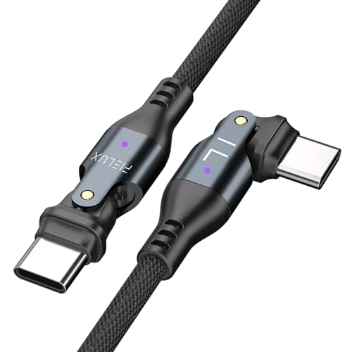 240 W Type C Charging Cable with 180° Rotating Connector – 6 Feet of High-Speed Data Sync and Fast Charging for i Phone 15/16, i Pad, Samsung & More – Durable Nylon Braided Design for Enhanced Compatibility and Convenience