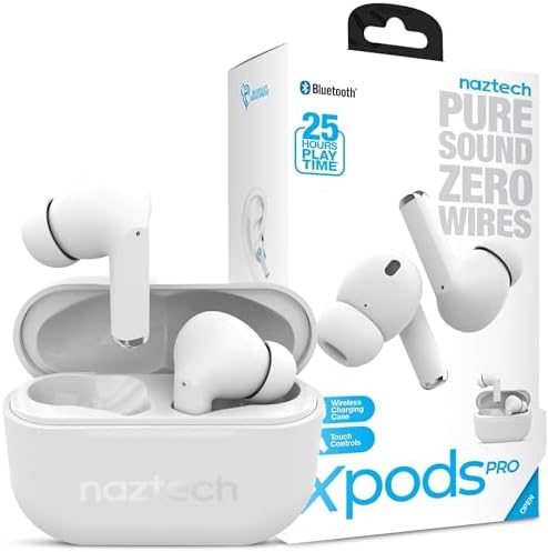 Naztech Xpods PRO True Wireless Earbuds – Advanced Noise Cancelling Sports Earbuds with Touch Control, IPX4 Waterproof Design, High-Definition Sound, Secure Fit for Active Lifestyles, Wireless Charging Case Included – Red Edition for Enhanced Mobility and Performance