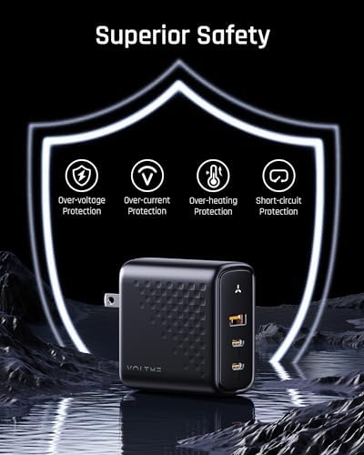 VOLTME 100 W Ga N III USB-C Wall Charger: Ultra-Fast 3-Port PD 3.0 PPS Charging Solution for Laptops and Smartphones – Compact, Foldable Design for Home, Office, and Travel – Universal Compatibility with Mac Book, Chromebook, i Phone 14/13, i Pad, Samsung, and More – Advanced Safety Features and Smart Power Allocation for Optimal Device Protection