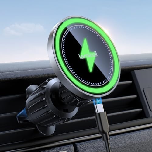 Lamicall Mag Safe Wireless Car Mount Charger – 15 W Fast Charging Phone Holder for i Phone 16, 15, 14, 13 Pro Max – Secure Magnetic Vent Mount for Hands-Free Navigation – Sleek, Durable Design for Effortless Installation and Enhanced Driving Safety