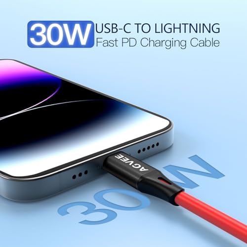 AGVEE 2 Pack 3 ft Coiled USB-C to Lightning Charging Cable – MFi Certified 30 W PD Fast Charging Cord for i Phone, i Pad, and i Pod with Tangle-Free Design in Sleek Dark Gray – Perfect for Car Use and Enhanced Device Performance
