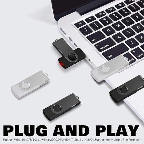 FEWINA 2 GB USB Flash Drive Bulk Pack – 20 Swivel Memory Sticks for Effortless Data Storage & Transfer – Reliable USB 2.0 Jump Drives for Personal, School & Business Use – Compact & Durable Backup Solution in White