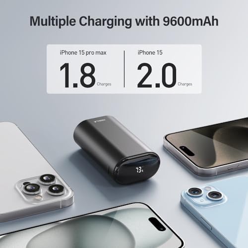 Ultimate i WALK 9600 m Ah Fast Charging Power Bank with Built-in USB-C Cable – 20 W PD External Battery for i Phone 15 Series, Samsung, Android, i Pad Pro/Air & Air Pods – Lightweight & Convenient Charging Solution for Travel & Daily Use