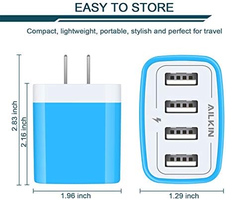 AILKIN 4.8 A Multi-Port USB Wall Charger – Ultimate Fast Charging Station for i Phone 15/14/SE/13/12/11 Pro Max & Samsung S23/S22 – Compact Power Hub with Built-in Safety Features for Home, Office & Travel