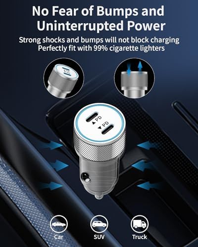 Power Up Your Journey: i Phone 15 24 W Dual-Port Fast USB Car Charger with 2-Pack 3 FT USB-C Cables – Ultimate Compatibility for i Phone 16/15, i Pad Pro/Air/Mini, Galaxy, and Pixel Devices – Compact, Efficient, and Built for Speed