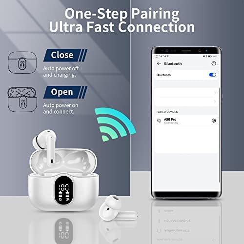 Btootos Ultra-Durable Bluetooth 5.4 Wireless Earbuds – Immersive Bass Sound with Noise-Cancelling Mic, IP7 Waterproof Design for Active Lifestyles, 36-Hour Playtime with LED Battery Display, Bold Yellow for a Striking Audio Experience